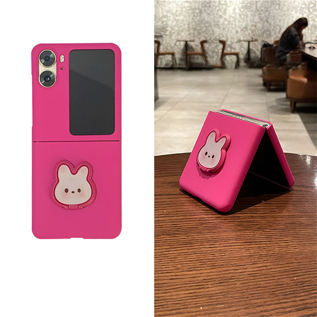 Ins เกาหลีน่ารัก Fresh Rose เคสโทรศัพท์กระต่ายกระต่ายแหวนสําหรับ OPPO ค้นหา N2 Flip ค้นหา N3 Flip กั