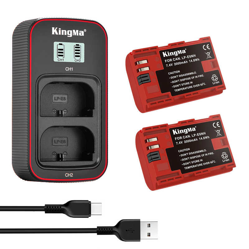 KINMA 5 LP-E6NH LP-E6N LP-E6 เครื่องชาร์จแบตเตอรี่แบบ Dual สำหรับ C
