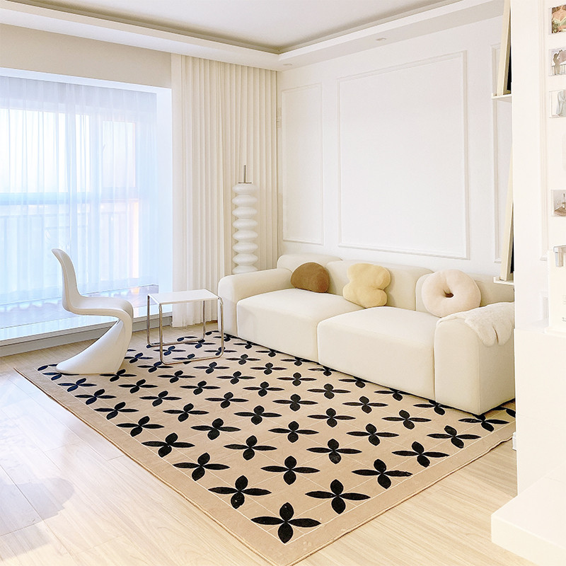 Bedroom Nordic Style Decor Plush Carpet Retro Checkerboard or Mat Large Area Washable Checkroom Rug