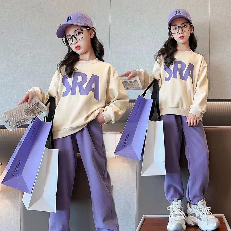 ones.th อินเทอร์เน็ตคนดังสาวเกาหลีชุดกีฬาเด็กฤดูใบไม้ผลิและฤดูใบไม้ร่วงตัวอักษรสไตล์ใหม่ด้านบนกางเก