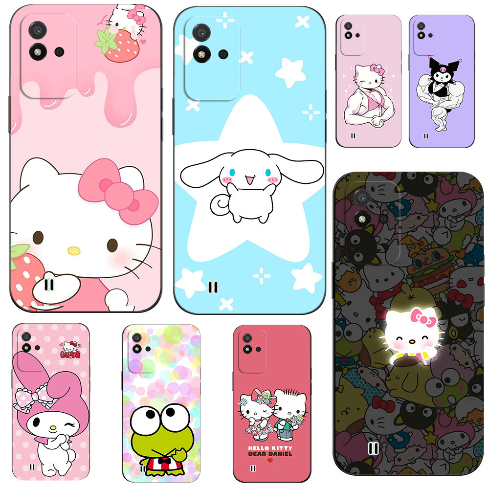 เคสโทรศัพท์สําหรับrealme Narzo 50Iความงามปลอกสําหรับอะนิเมะน่ารักสีชมพูสีดําHello Kittyสีม่วงKuromi Jibbitz Crocs Cinnamoroll My Melody PochaccoสีเขียวKerppiตลก @1007