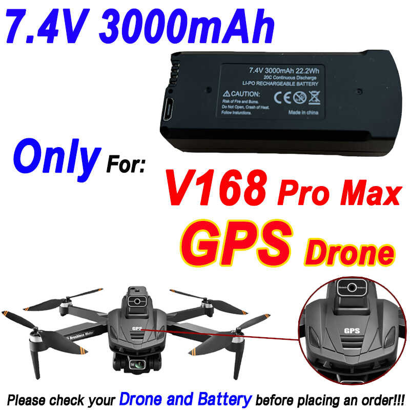 Δ ต้นฉบับ Max GPS แบตเตอรี่ 7.4V 3000Mah 3.7V 2000Mah V68 / V168 Pro Drone แบ