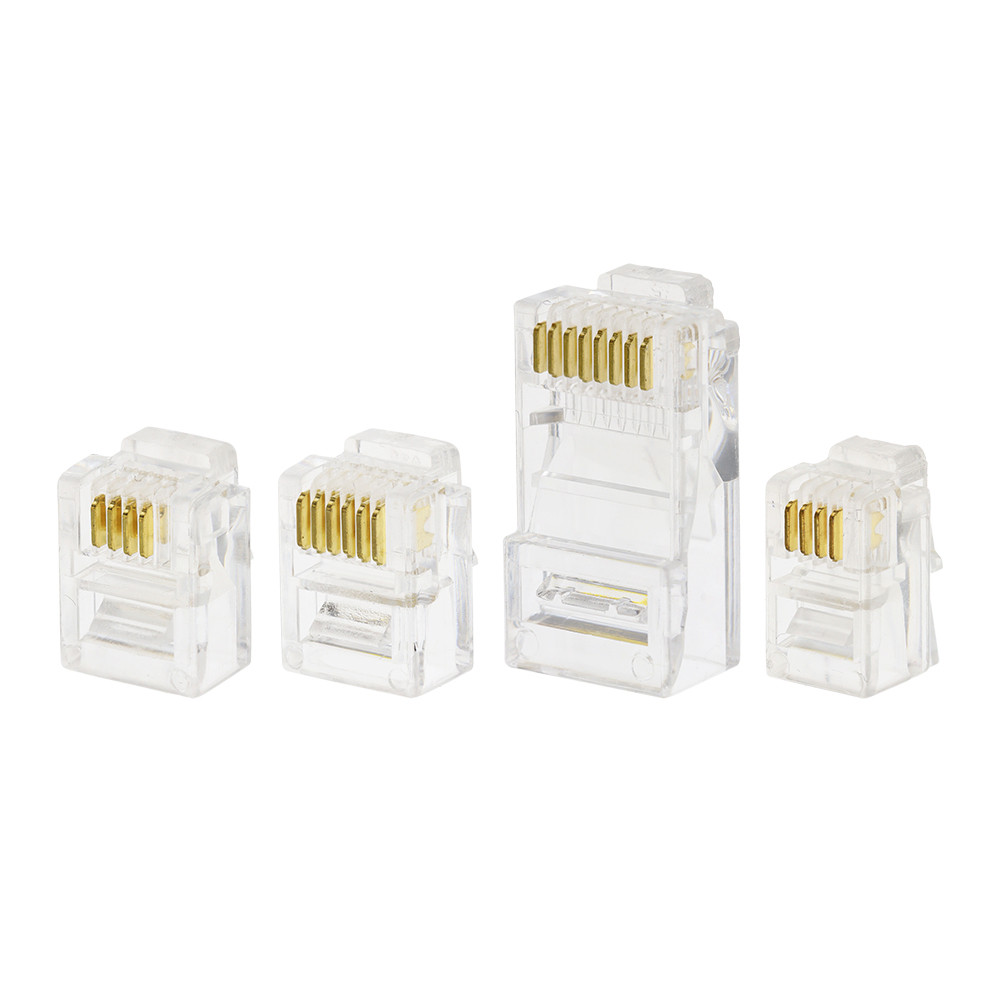4Pin 6Pin 8Pin สายเคเบิลตัวเชื่อมต่อปลั๊กโทรศัพท์เชื่อมต่ออินเทอร์เน็ต RJ9 4P4C RJ11 6P4C 6P6C RJ45 
