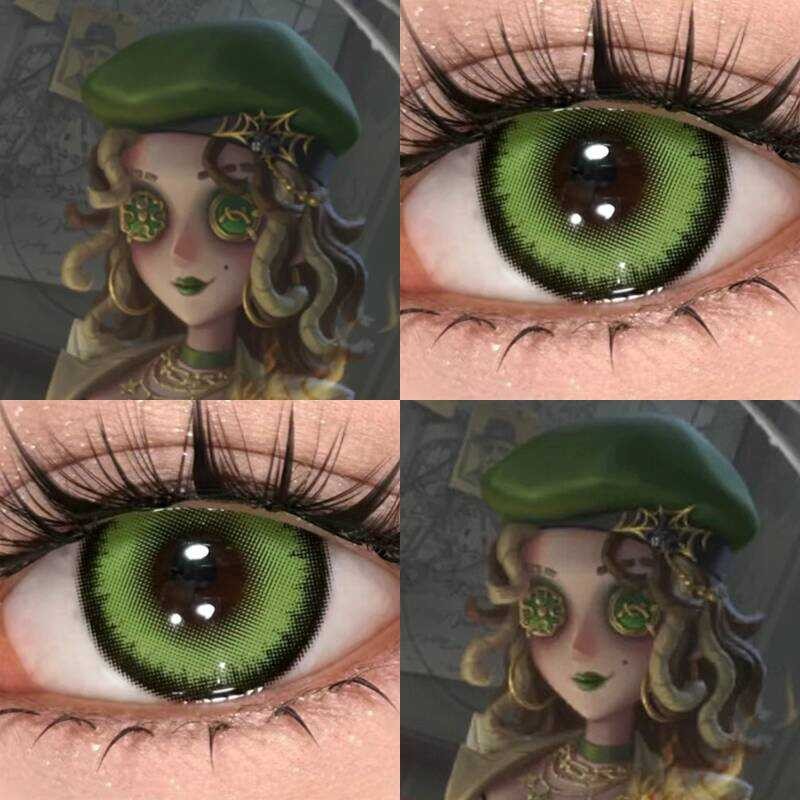Bartender cos Cosing คอนแทคเลนส์ที่ห้าบุคลิกภาพ Demi Bourbon สีเขียวปีโยนขนาดเล็กขนาดใหญ่เส้นผ่าศูนย