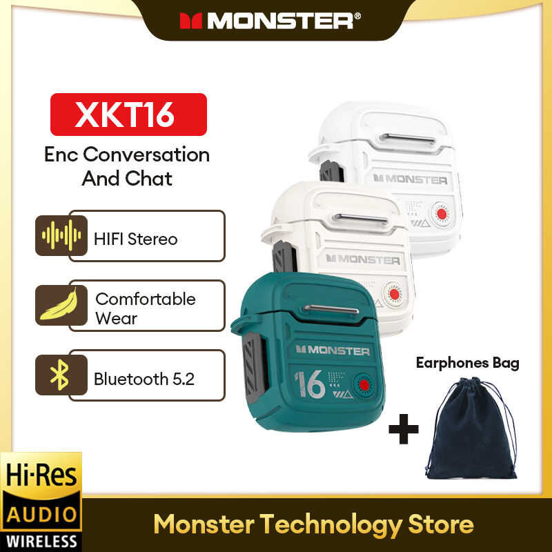 ❤ Monster Xkt16 Bt5.3 หูฟังไร้สาย หูฟังบลูทูธ หูฟังลดเสียงรบกวนเวลาแฝงต่ำ ความจุแบตเตอรี่ขนาดให