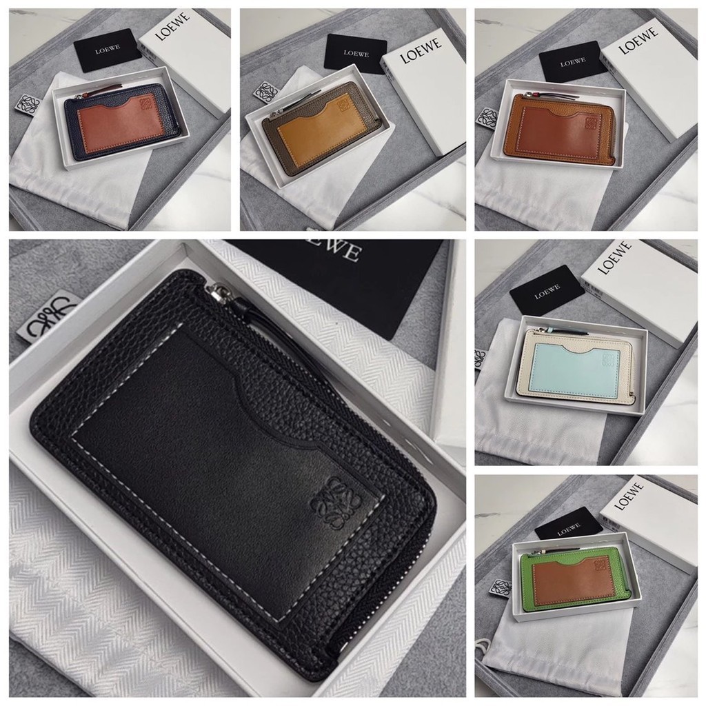 Loew * loew loew * Loewe L0EWE สุภาพสตรี 2023 สไตล ์ ใหม ่ Cowhide ผู ้ ถือบัตรกระเป ๋ าเงินเหรียญผ