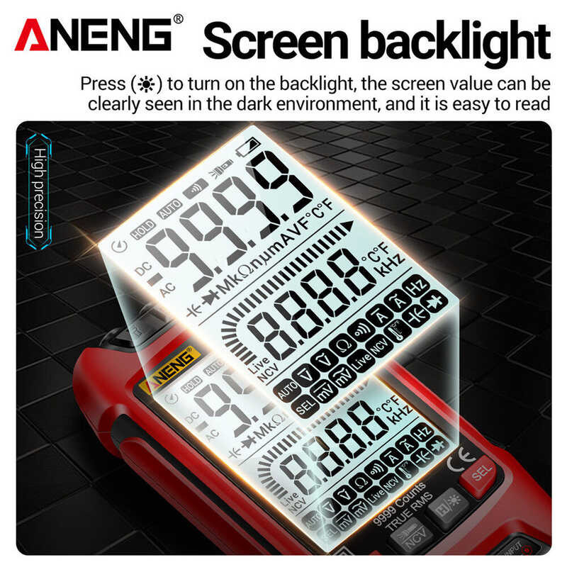 ❤ ANENG Sz02 Diode Tester Professional มัลติมิเตอร์แบบดิจิตอล True RMS 9