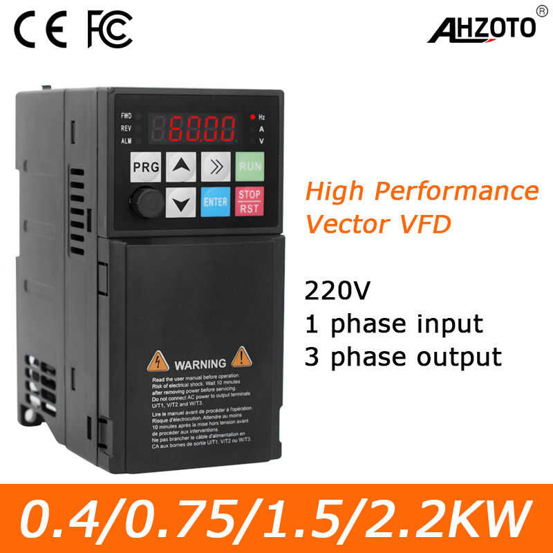 ❤ อินเวอร์เตอร์2.2Kw อินเวอร์เตอร์1.5Kw 0.75Kw 0.4Kw VFD เอาต์พุต3ph 220V
