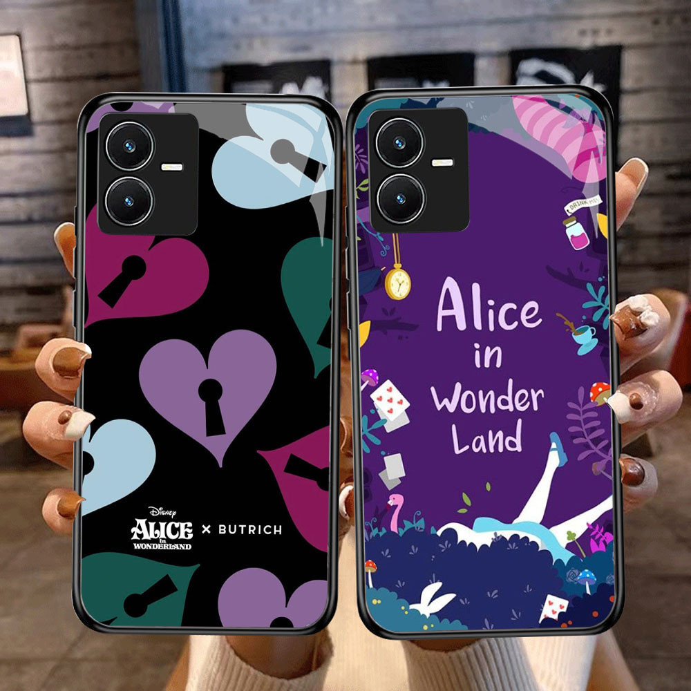 DF-94 Alice in Wonderland TPU HD Glass Casing สําหรับ VIVO Y22 Y35 Y75 Y28 Y22S V25 Y55 iQOO Z6