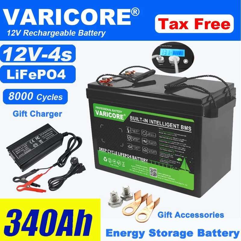 แบตเตอรี่ LiFePO4 12.8V VariCore 340ah 310ah 120AH แบตเตอรี่ลิเธียมไอออนฟอสเฟต 12V สำหรับการเดินทาง