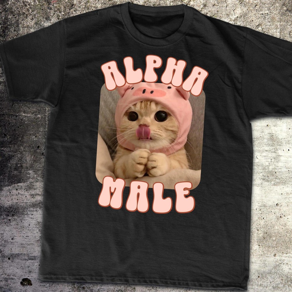 Alpha ชายแมวตลก Meme เสื้อยืดสําหรับผู้หญิงและผู้ชาย Goofy Ahh เสื้อยืด Ironic เสื้อ Cringe Tee เสื้