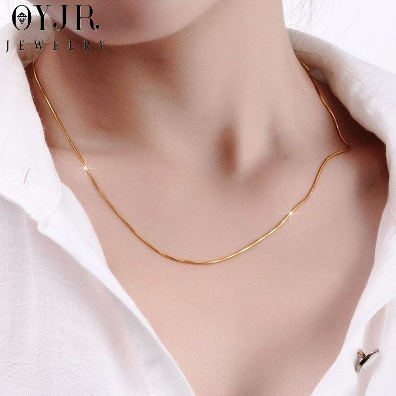 OYJR สร้อยคอกระดูกงูเรียบๆ สร้อยสแตนเลสสำหรับผู้หญิง - รูปที่ 3