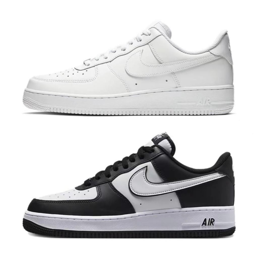 Nike Air Force 1 Low 07 Triple White Nike Air Force 1 Low "Panda" รองเท้าผ้าใบกันลื่นสีขาวและสีดำขอ