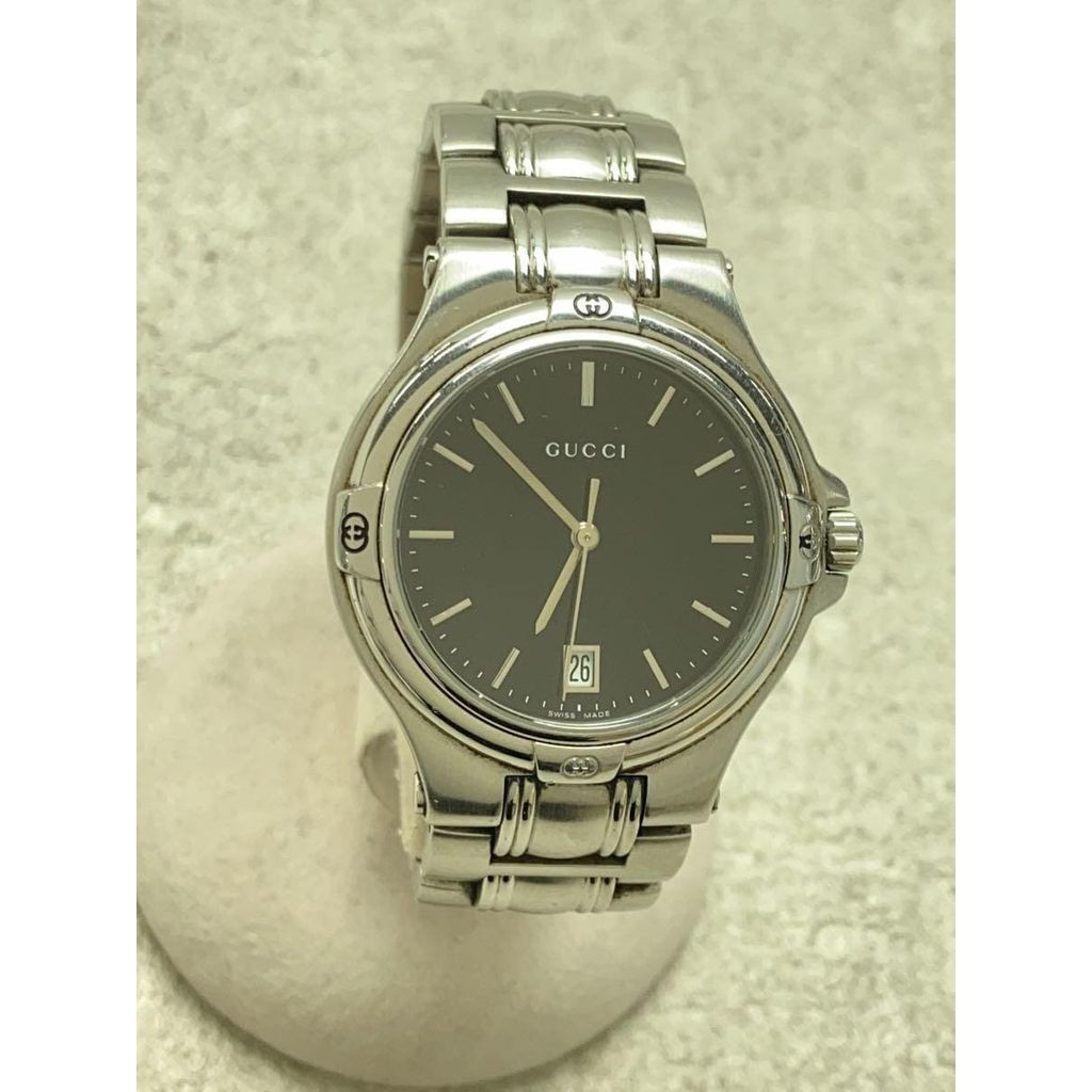 GUCCI Wrist Watch Silver Black Men Direct from Japan Secondhand