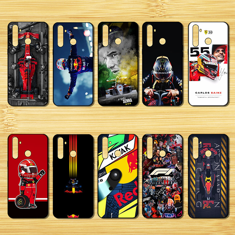 เคสโทรศัพท์TPUสีดํานุ่มสําหรับRealme 5 5i 5S 6i 5Pro Q C3 Narzo 20Aสูตร1ออกแบบกรณี