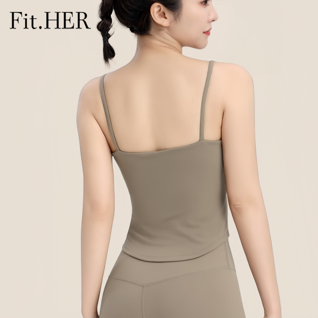 Fit.her เซ็กซี่ Suspenders กีฬา Bra Fixed Bra Pads โยคะเสื้อกล้ามการฝึกอบรมวิ่งกันกระแทก Polymerization Bra ภายนอกสวมใส่