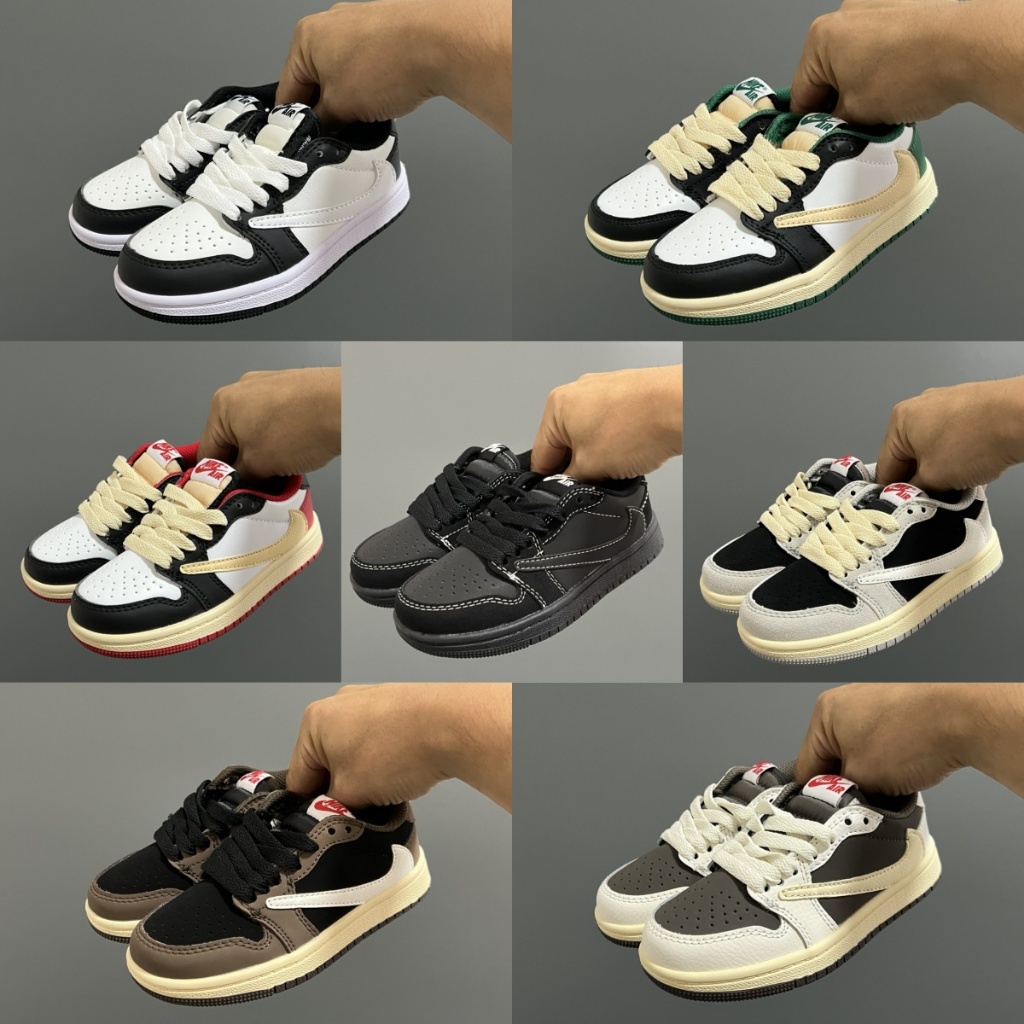 Kid Shoe New J1 Inverted Hook Low Top Lace Childrens Casual Anti Slip Sports Shoes