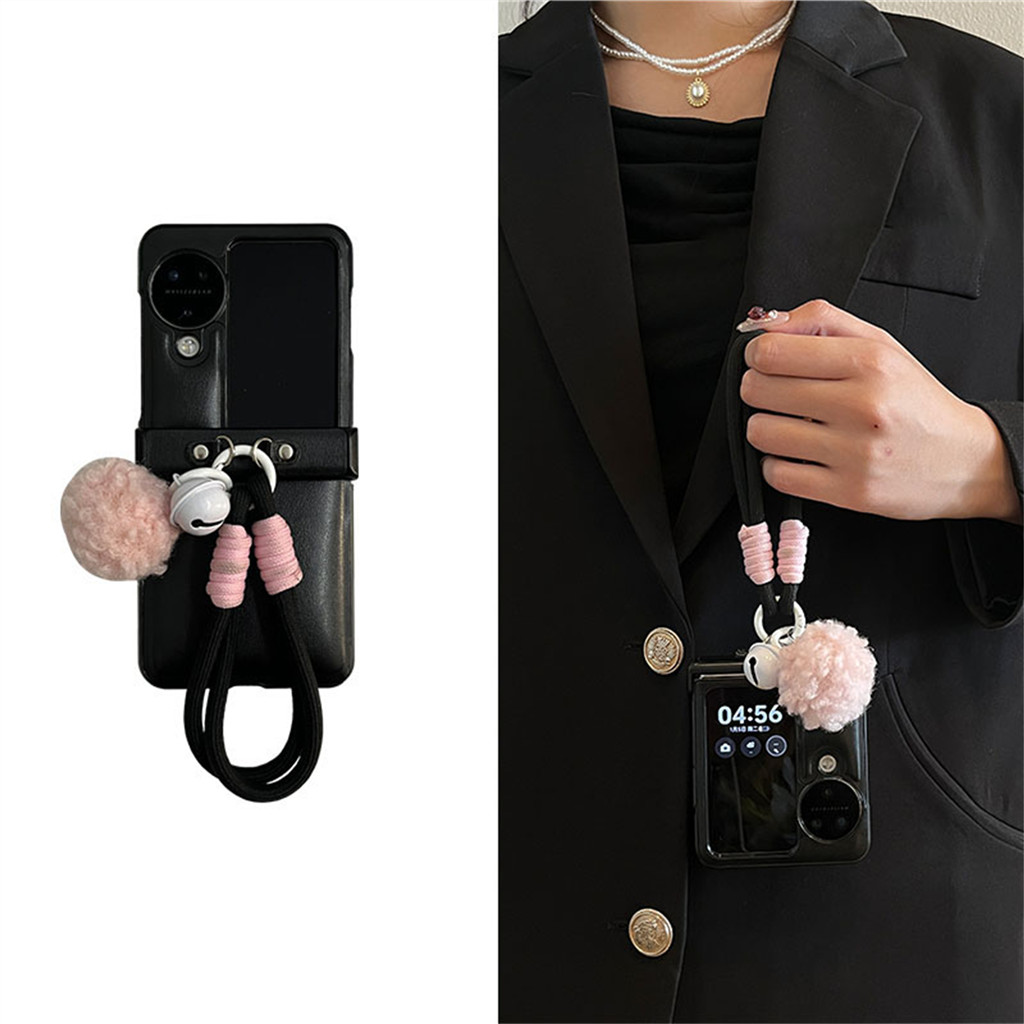 หรูหราเกาหลีแฟชั่น Air Cushion รูปแบบกรณีผม Ball Bell เชือกแบบพกพาสําหรับ OPPO ค้นหา N2 Flip ค้นหา N3 ฝาครอบ