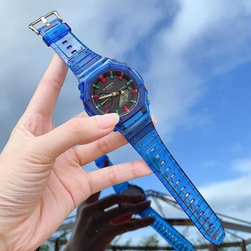 Resin Transparent Case+ Strap For Ga2100 Accessories Raiow Strap For Ga-2100 Watch Band Bracelet Be