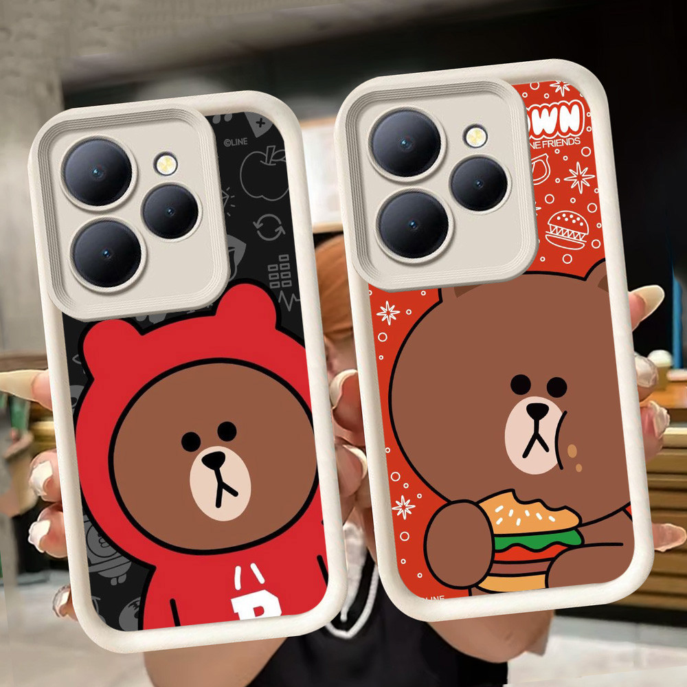 ปลอกอ่อนสําหรับ ITEL A70 A50 A80 City 100 P55 S23 A90 P65 RS4 5G สีขาว Q9 หมีสีน้ําตาล