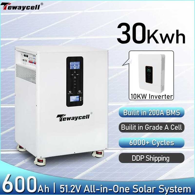 แบตเตอรี่ LiFePO4 Tewaycell 20KWh 30KWh แบบ All in One 10KWh 15KWh 48V 51.2V พร้อมอินเวอร์เตอร์ 10KW