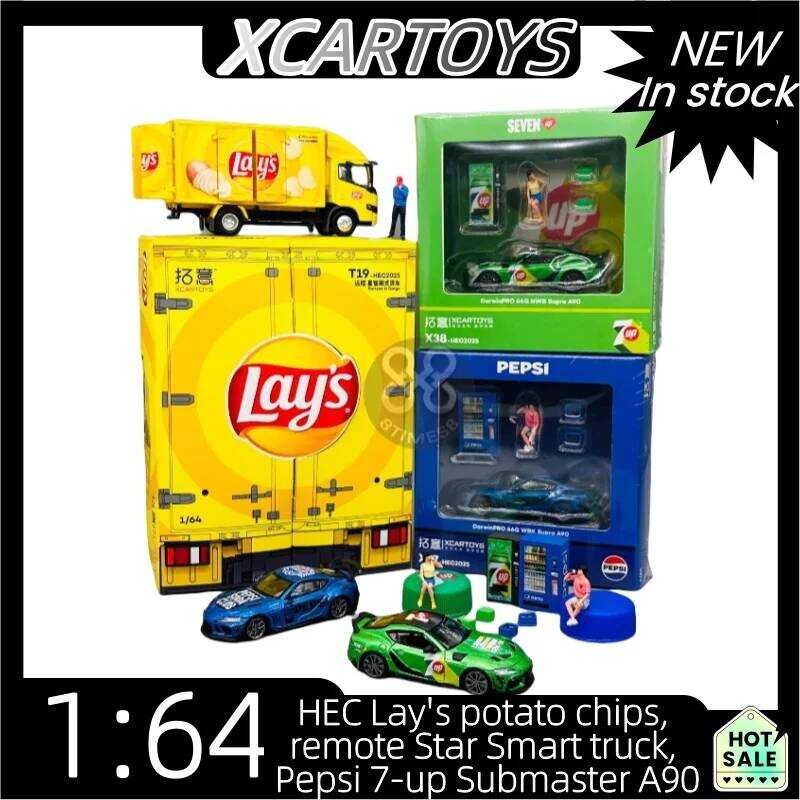 XCARTOYS 1:64, มันฝรั่งทอดของ HEC Lay, รถบรรทุก Star Smart ระยะไกล, Pepsi 7-Up Submaster A0,