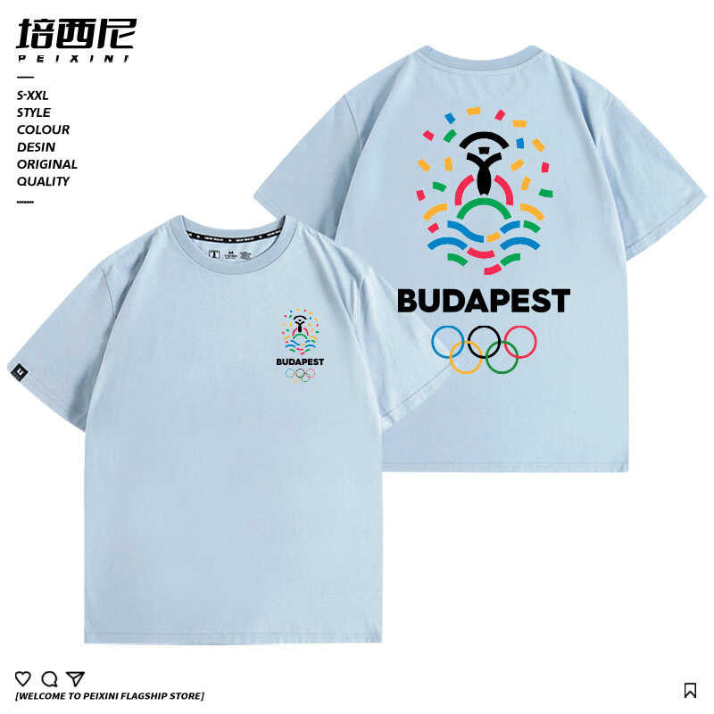 ปารีส 2024 Olympics ที่กําหนดเองเสื้อยืดสําหรับชายผ้าฝ้าย