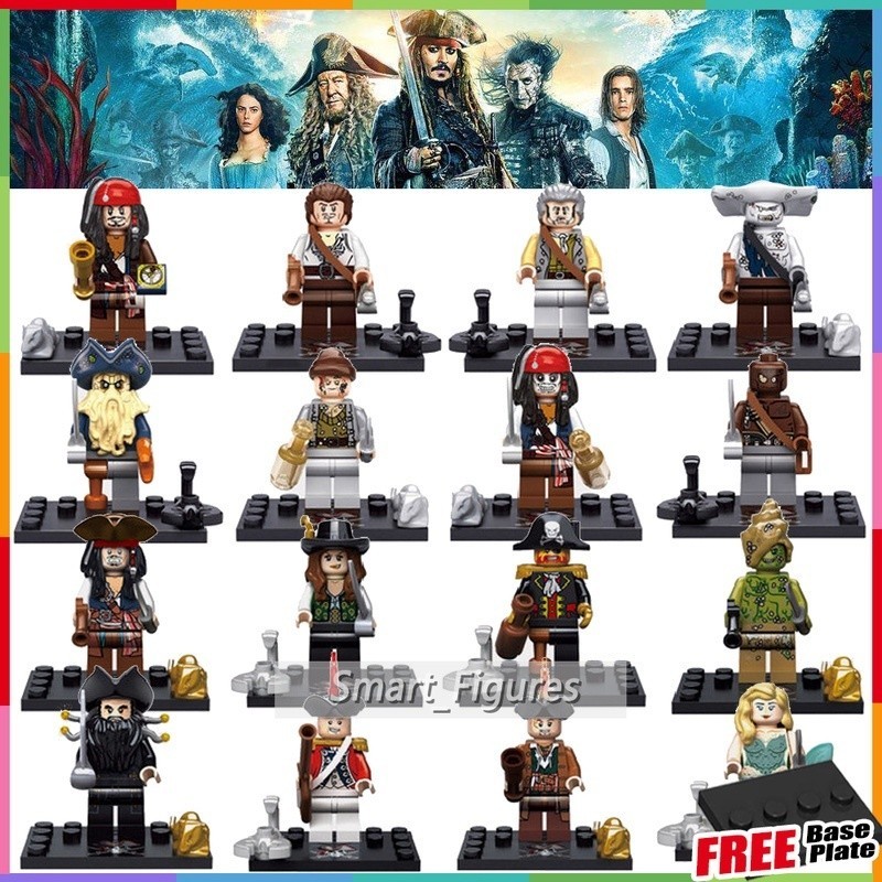 Pirates of The Caribbean Minifigures Jack Sparrow Elizabeth Swann Movie Toys Gifts 1 Set of 8 Mini