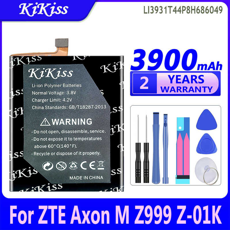 3900mAh d KiKiss แบตเตอรี่ความจุสูง LI3931T44P8H686049 สำหรับ ZTE Axon M