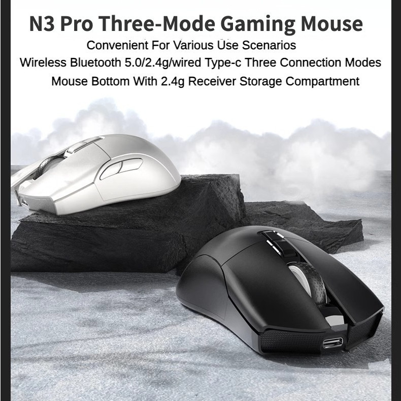 Darmoshark N3PRO น้ําหนักเบา 8k สามโหมด 2.4g เมาส์สําหรับเล่นเกมบลูทูธไร้สายแบบมีสายสํานักงาน