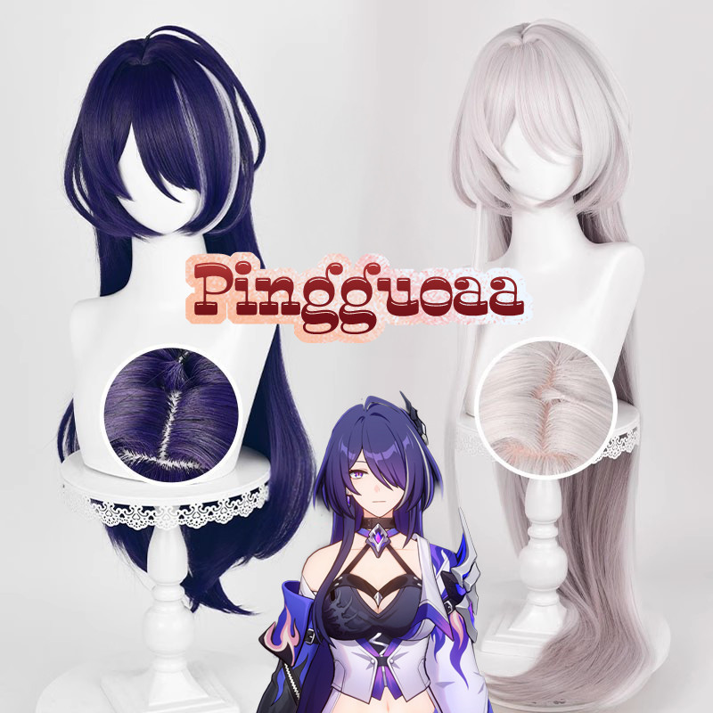 【Manmei】Honkai: Star Rail  Acheron Cosplay Wig 85cm/118cm Long Mixed Color Wigs Heat Resistant Synt