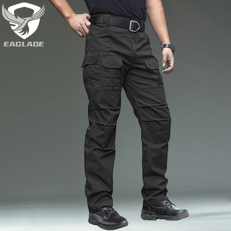 Eaglade กางเกงคาร์โก้ยุทธวิธีอาวุโสสีดํา IX8 A01