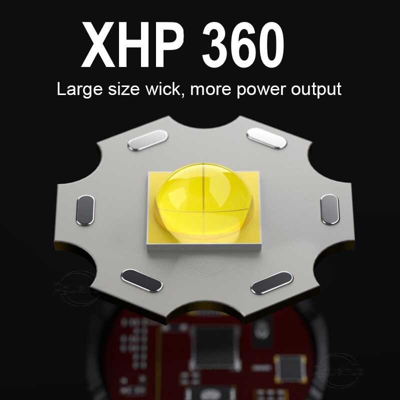 XHP360 10000LM Powerful Flashlight IPX8 Underwater Lamp Professional Scuba Diving Torch 1000M High