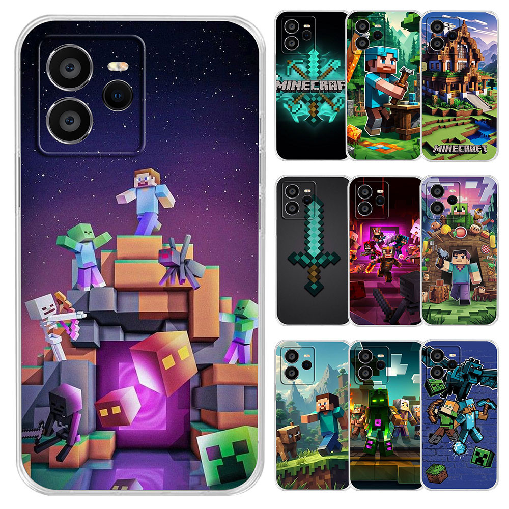 โปร่งใสกรณีRedmi 13 13C A3 หมายเหตุ 13 13Pro 13Pro Plus 5G 2L48 Minecraftซิลิโคนฝาครอบโทรศัพท์