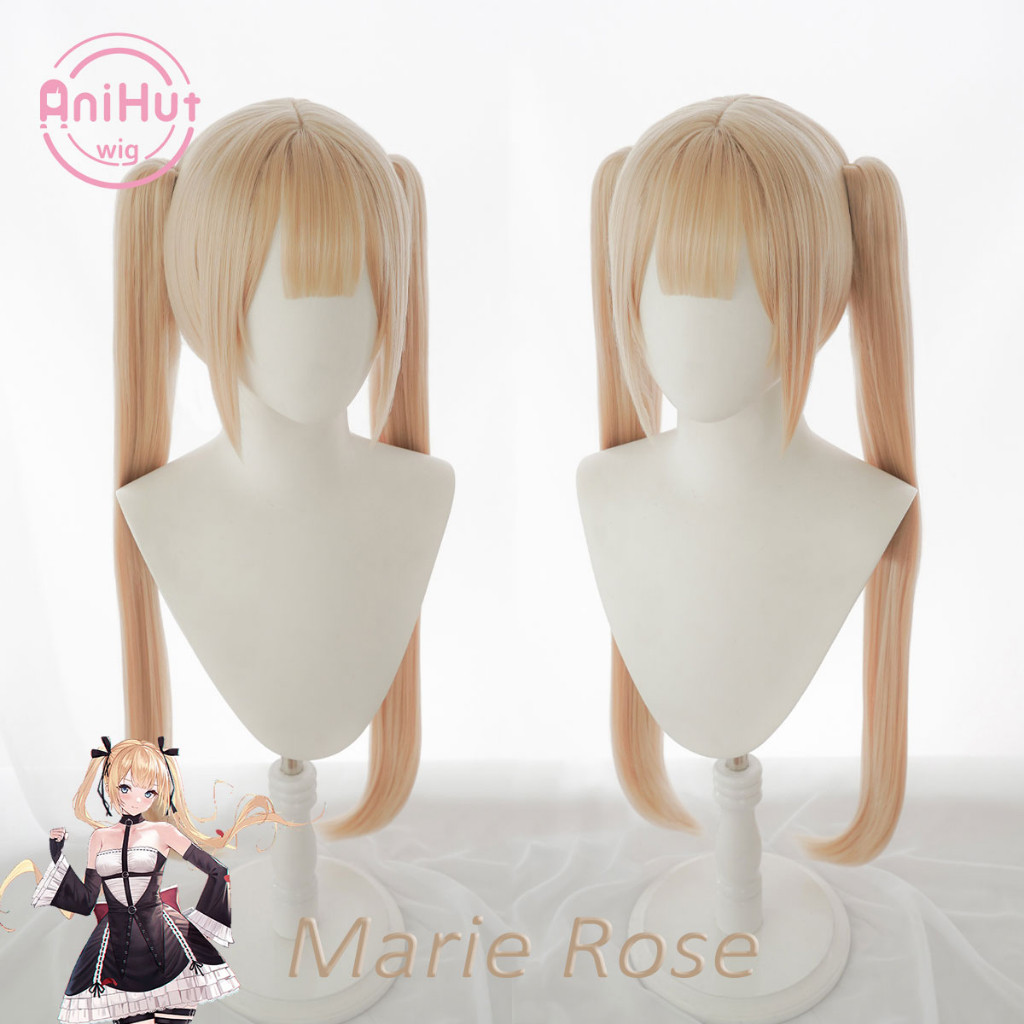【Anihut】Marie Rose Cosplay Wig Game Azur Lane Dead Or Alive Blonde Heat Resistant Synthetic Hair
