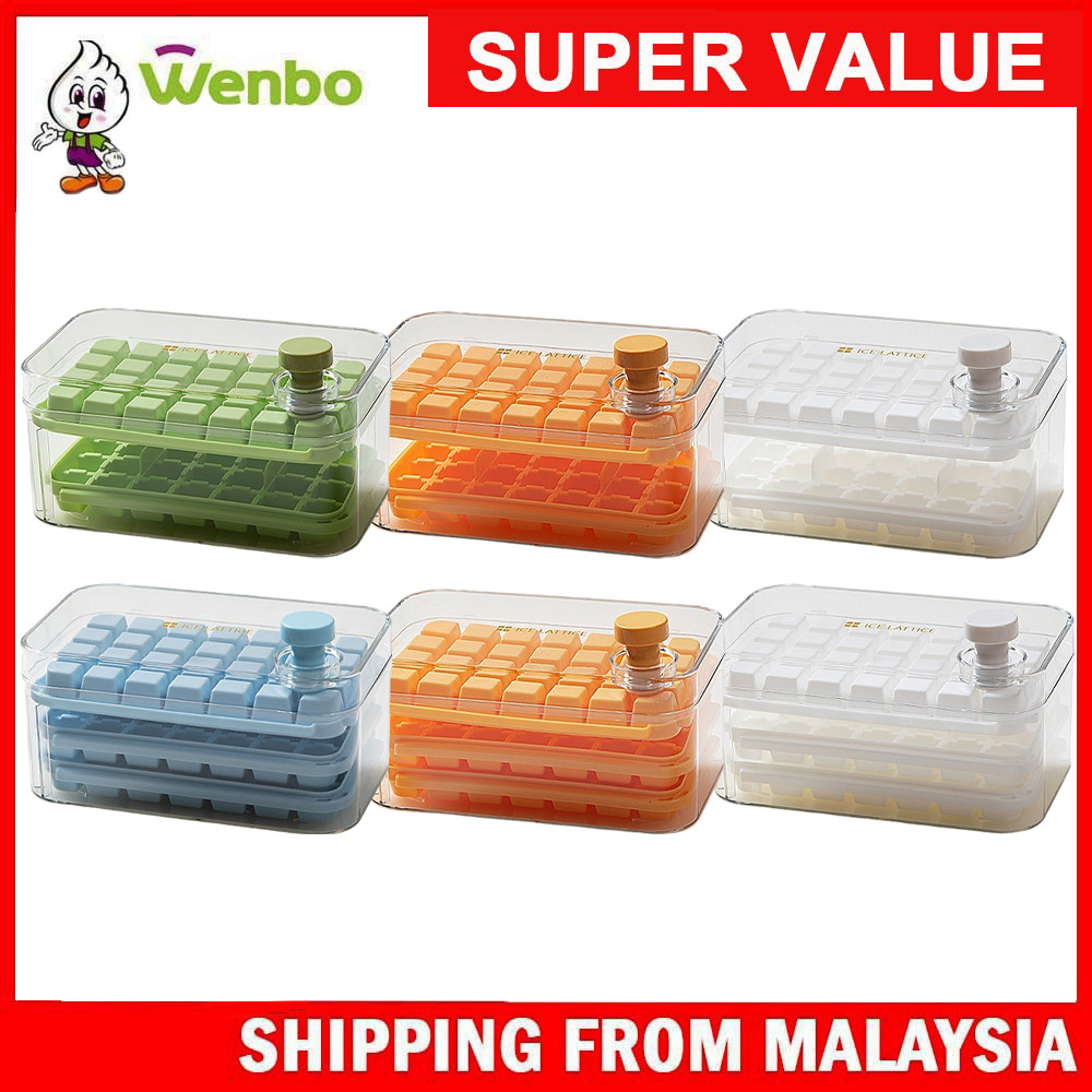 Wenbo ครัวตู้กับข้าว 58/84 ตารางน้ําแข็ง Lattice กล่อง Ice Cube คอนเทนเนอร์ ICE CUBE ถาด ICE CUBE แม