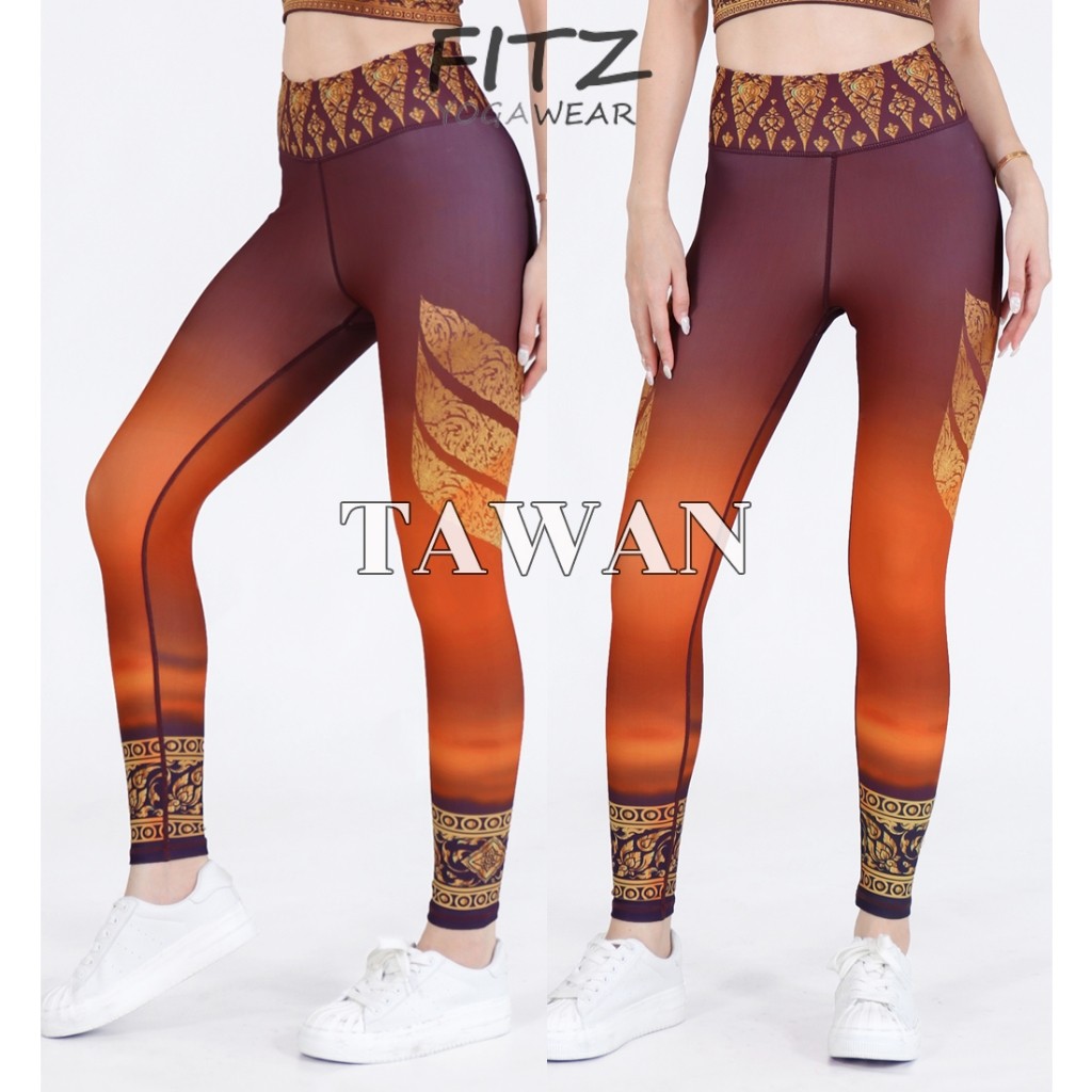 Fitz กางเกงโยคะ ออกกำลังกาย ขา9ส่วน ลาย ตะวัน-Tawan