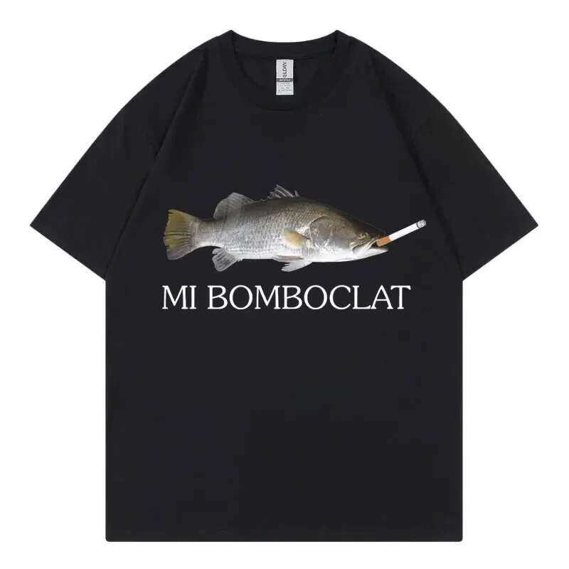Bomboclat ตลกเสื้อยืด Fih Meme แฟชั่นสตรีทเทรนด์ Y2k เสื้อยืดแขนสั้นผู้หญิงสไตล์วินเทจ Haruku