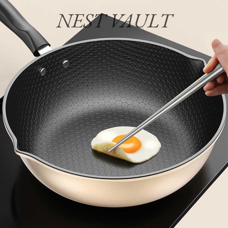 LY NEST VAULT Honeycomb Wok, Non-Stick Pan, Household Wok, Induction Cooker, Special Pan, Pan, Gas,