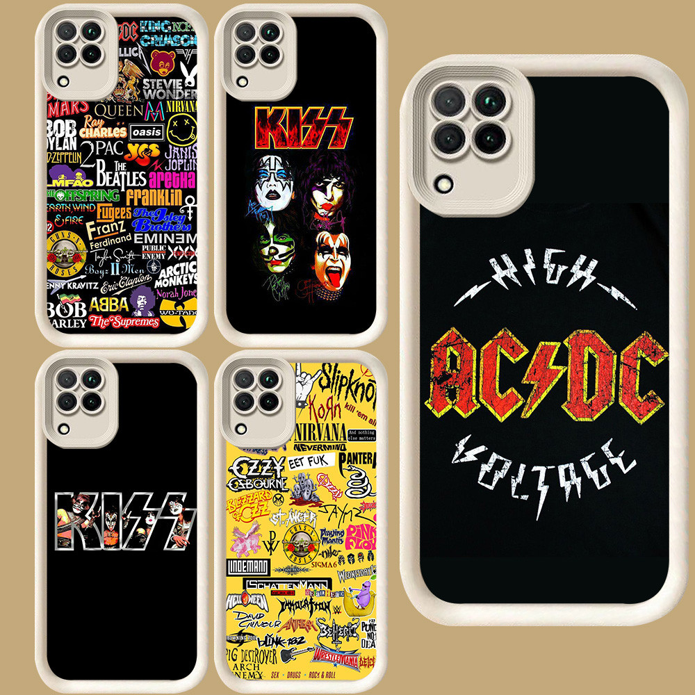 R25 Rock Band Casing สําหรับ Samsung A12 A06 F04 M04 A05 A04 A04E A22 J7 Pro J2 Prime 5G สีขาว