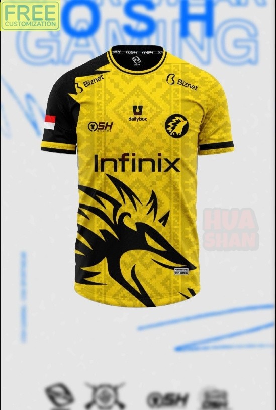 Free CustomInfinix Jersey เสื้อยืด Tops Supporters ONIC ESPOTS MPL S13Yellow ฟรี NickName