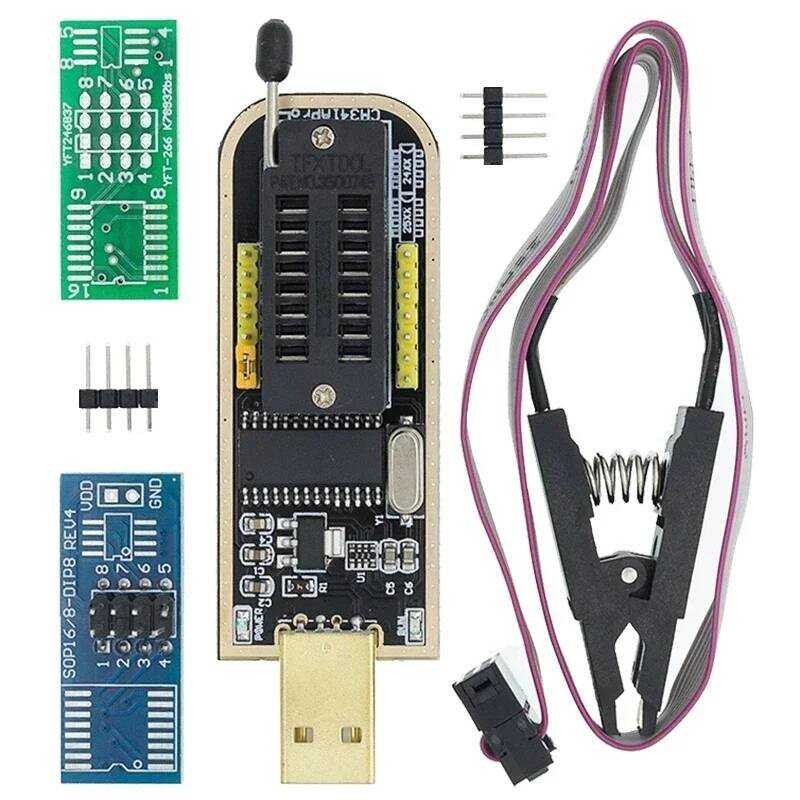 USB โมดูลโปรแกรมเมอร์ BIOS แฟลช CH341A/CH341B 24 25 ซีรีส์ SOIC8 SOP8 คลิปทดสอบสำหรับ EEPROM 93CXX 2