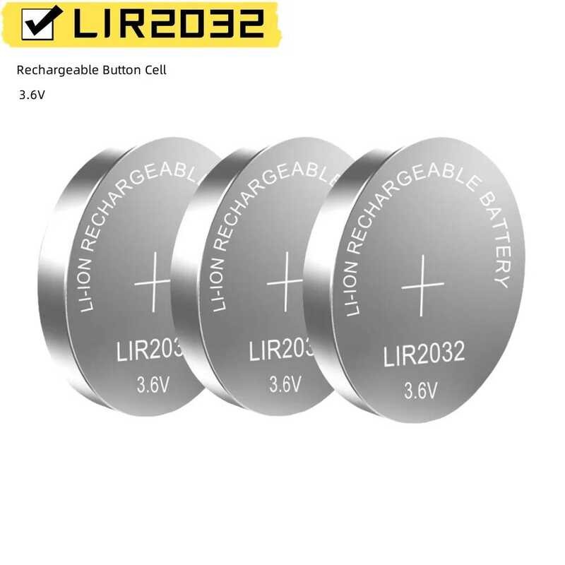 แบตเตอรี่ชาร์จ LIR2032 10-50 ชิ้น แบตเตอรี่ลิเธียม 2032 สามารถใช้แทน CR2032 สำหรับนาฬิกา
