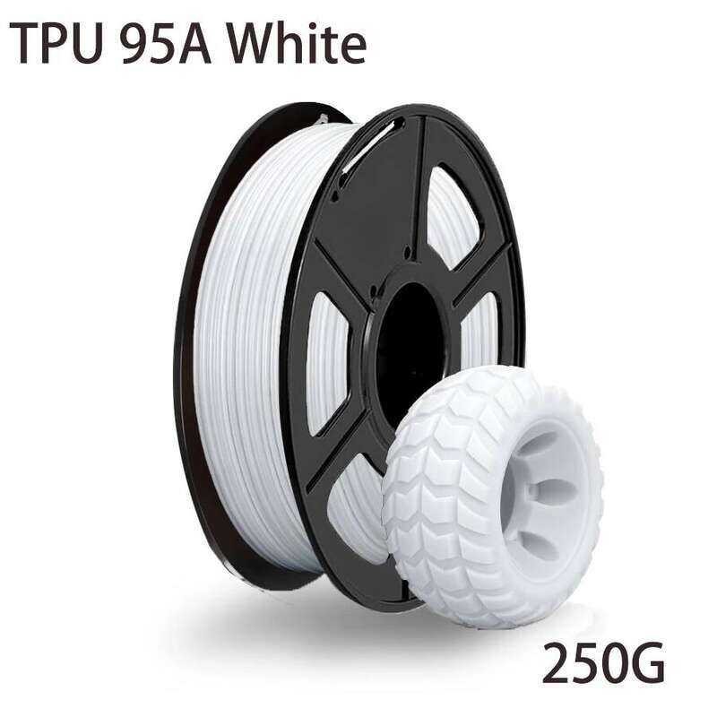 วัสดุ TPU 1.75 มม.สีขาว 250G, 95A ยืดหยุ่นนุ่ม 3D การพิมพ์เส้นใยความแม่นยํามิติ +/- 0.02 มม., 250G S