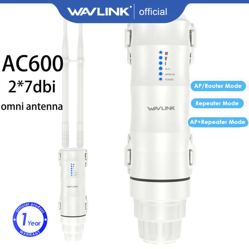 ❤ WAVLINK Outdoor Access Point, Ac600 Dual Band Long-Range Wifi Router/Extender, 2*7Dbi Omni An