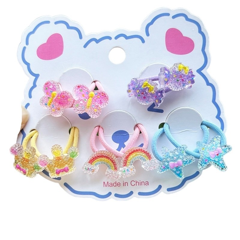 2pcs น่ารัก Sparkle การ์ตูนปลาดาวกระต่ายสาวยางรัดผมเด็กเครื่องประดับผม