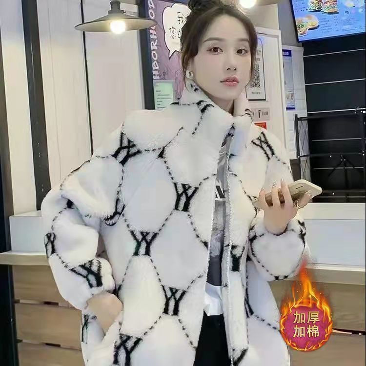 สั้นด้านบนผู้หญิงแขนยาวซับขนแกะหนาอบอุ่นขนแกะแจ็คเก็ตซิปคาร์ดิแกนแสดงหนุ่มเสื้อฤดูใบไม้ร่วงฤดูหนาวเวอร์ชั่นเกาหลีทั้งหมด @-