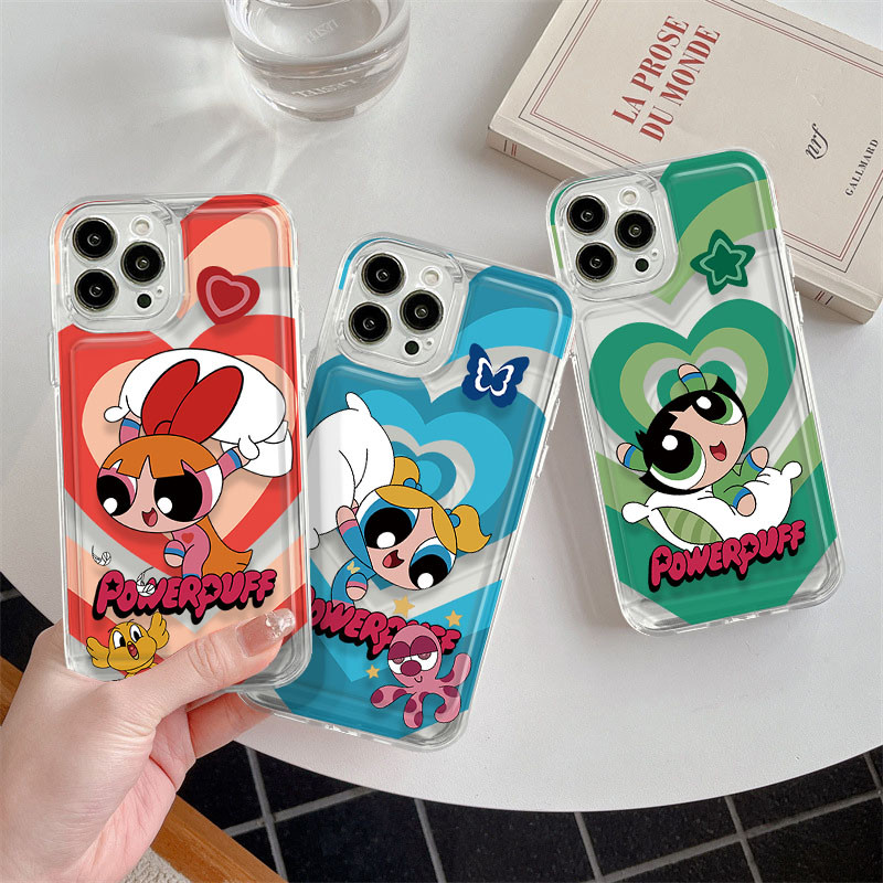 SAMSUNG สําหรับsamsung Galaxy A20 A20S A21S A22 A23 A30 A32 A34 A35 A30S A50 A50S A51 A52S A54 A55 ปลอกการ์ตูนน่ารักLove Powerpuff Girls Soft TPUโปร่งใสกันกระแทก