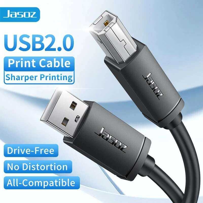 USB สายเคเบิล 2.0 ความเร็วสูง Jasoz แบบ A ถึง B สำหรับเครื่องพิมพ์ฉลาก Canon Epson HP ความยาว 0.5m 1