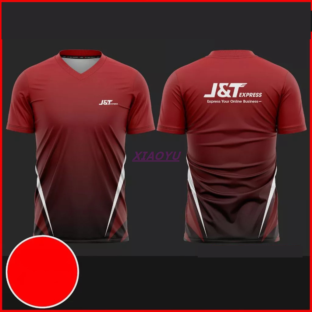 เสื้อยืด J & T Express สีแดงระเหิด / Aa Bu J & T สีแดงไมโครไฟเบอร์พลัสขนาด / เสื้อยืด J & T